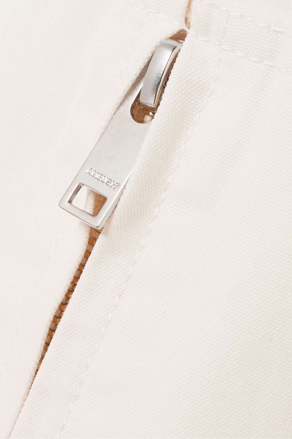 Ambush Zip-detailed Cotton-canvas Tapered Pants In White
