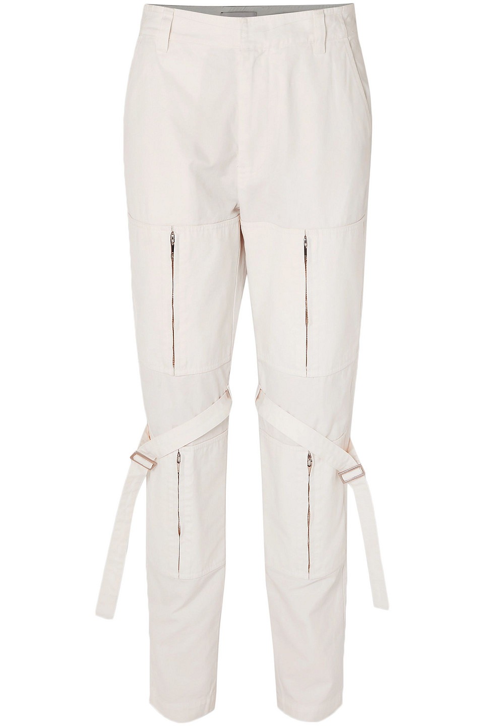 Ambush Zip-detailed Cotton-canvas Tapered Pants In White