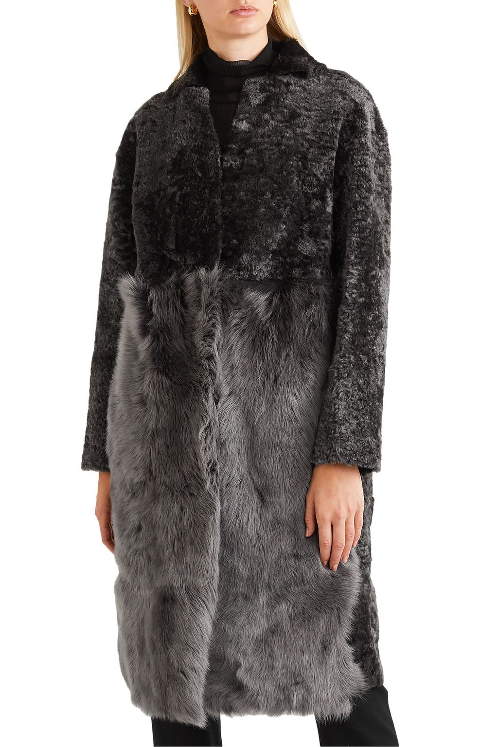 KARL DONOGHUE Paneled shearling coat