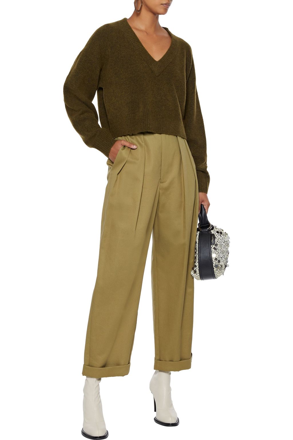 3.1 PHILLIP LIM Cropped brushed knitted sweater