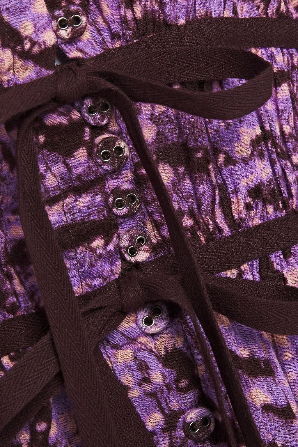 ULLA JOHNSON Bow-detailed printed cotton-gauze mini dress