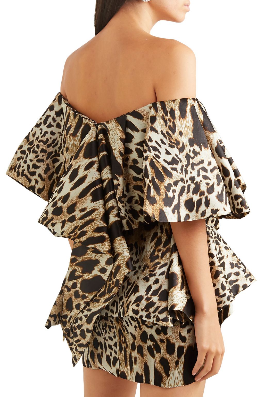 ALEXANDRE VAUTHIER Off-the-shoulder ruffled animal-print silk mini dress