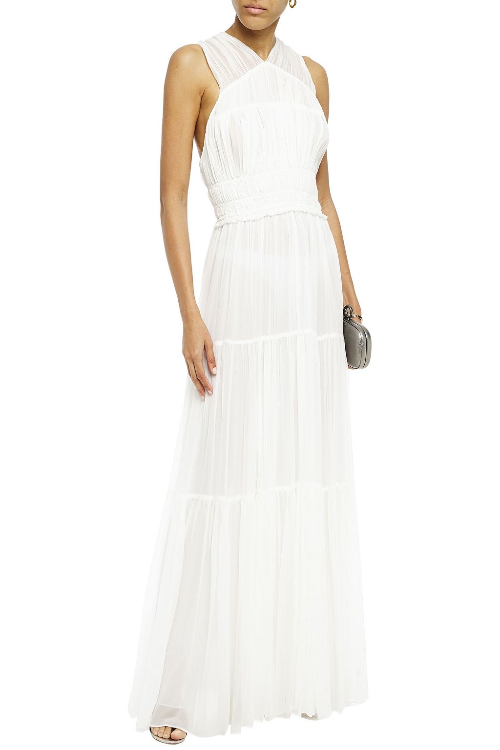 ULLA JOHNSON Freesia tiered twist-back silk-crepon maxi dress