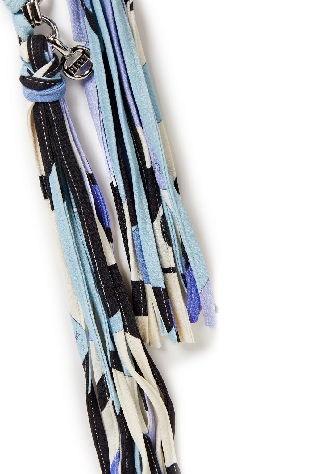 PUCCI Tasseled printed stretch-jersey and silver-tone belt