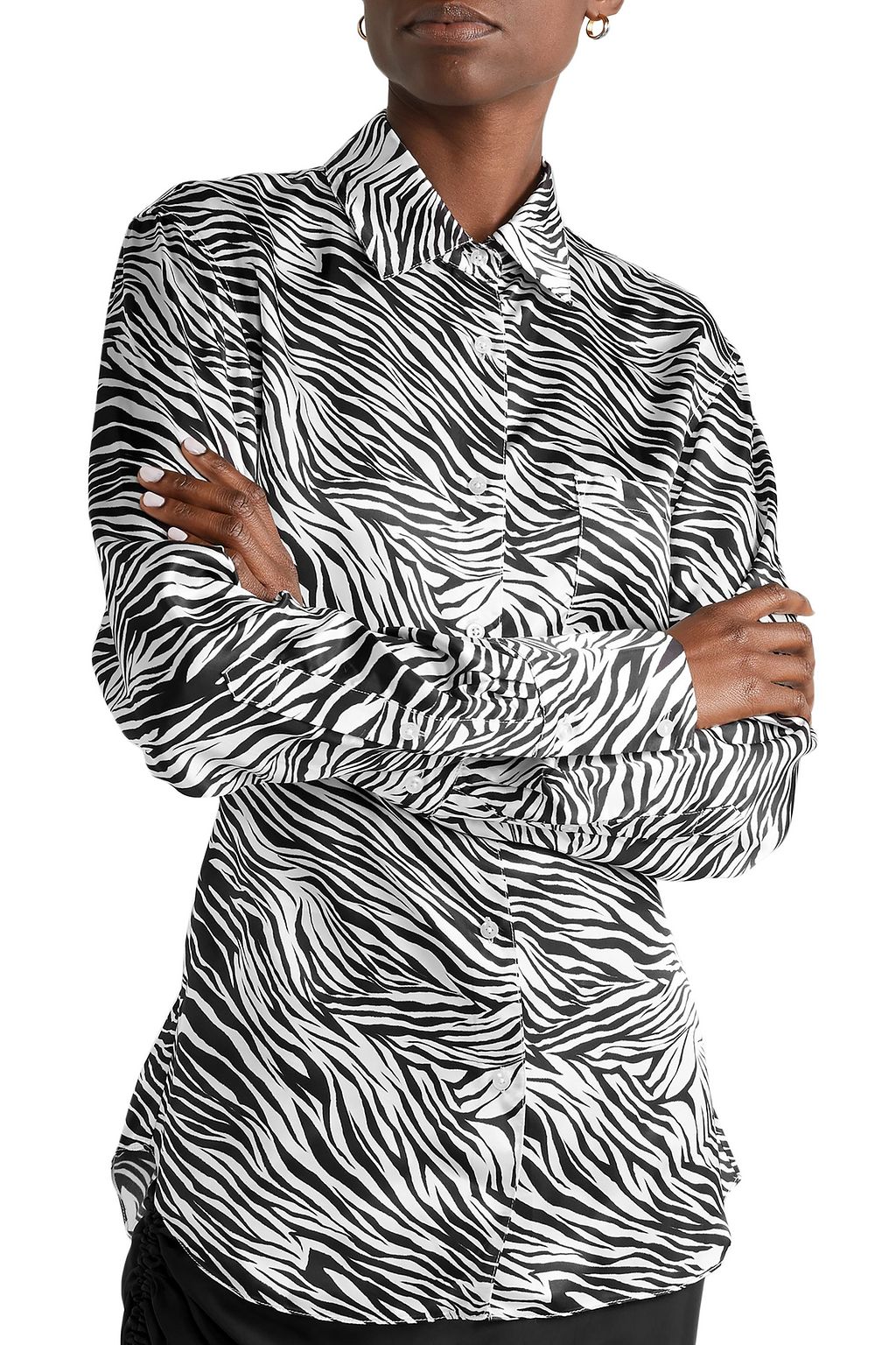 COMMISSION Banker zebra-print satin shirt