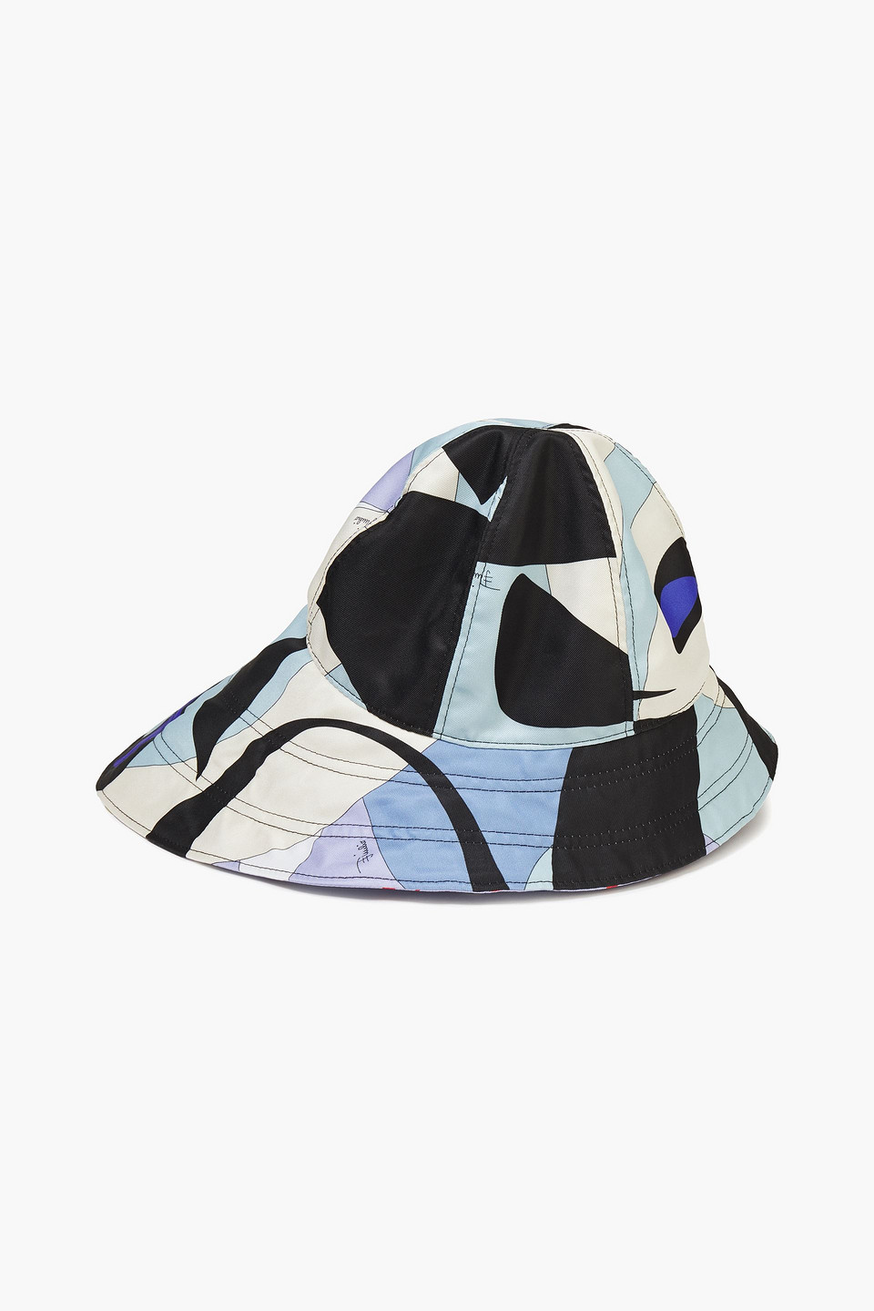 Woman Printed Twill Bucket Hat Light Blue