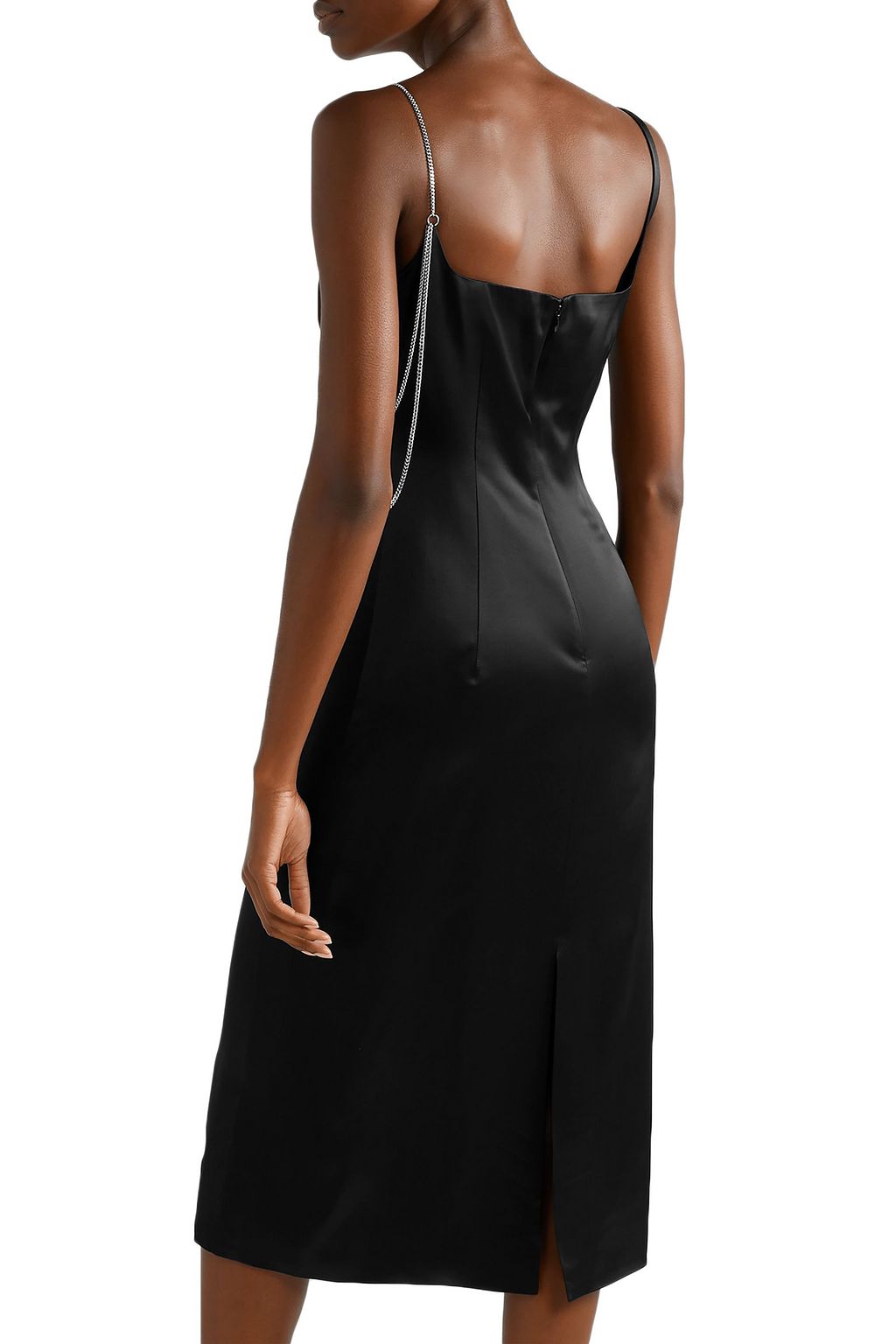COMMISSION Chain-embellished satin midi dress