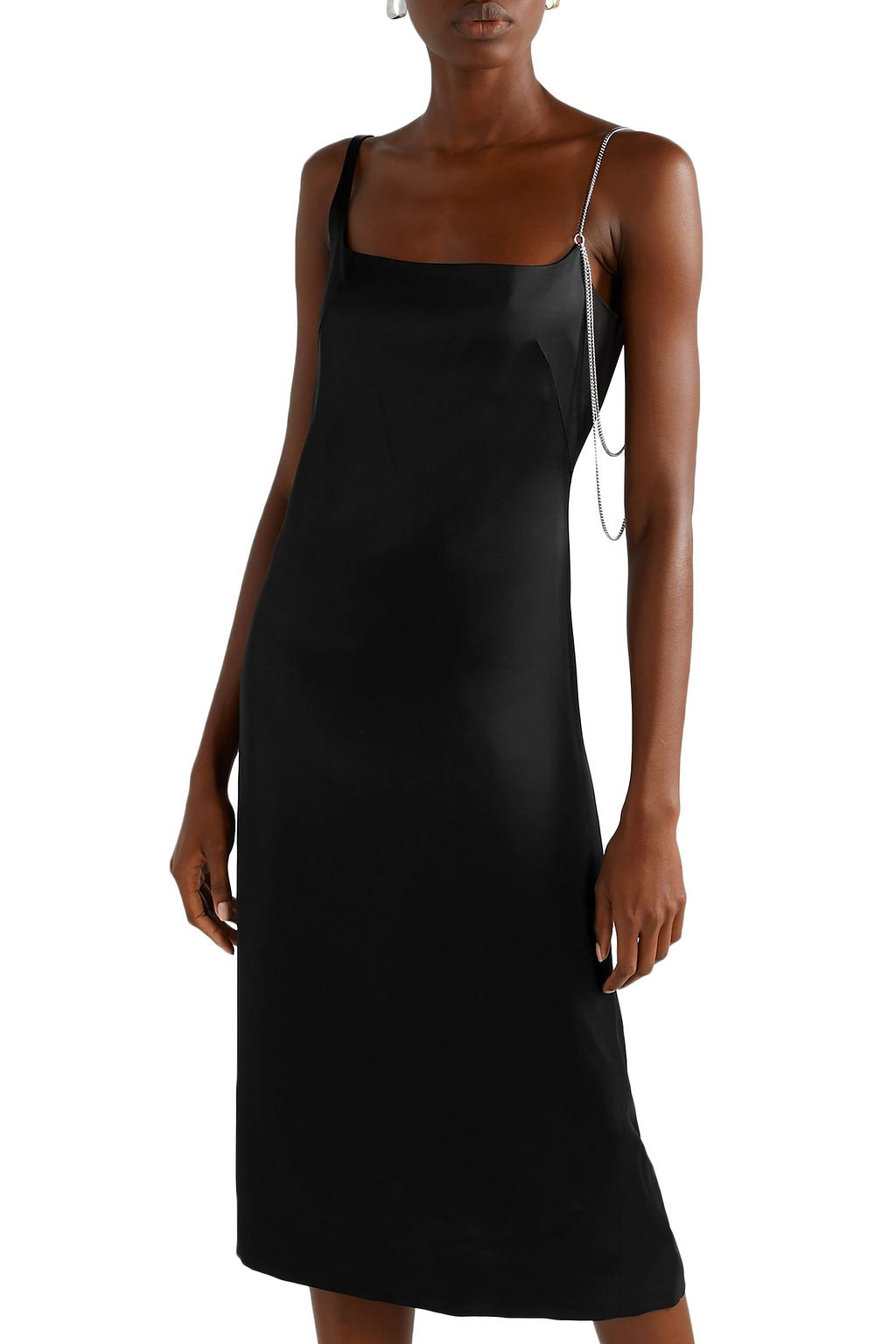 COMMISSION Chain-embellished satin midi dress