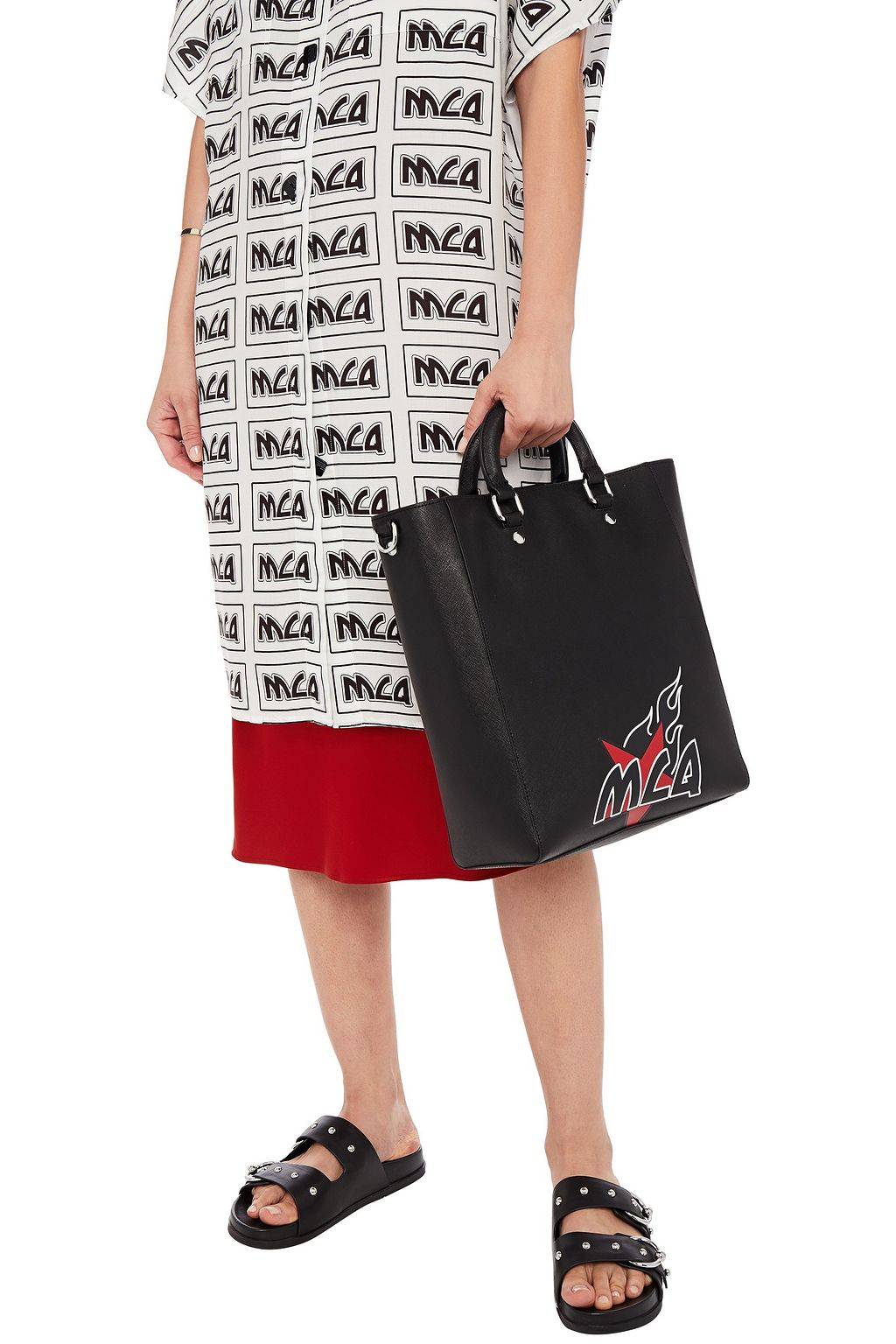 MCQ ALEXANDER MCQUEEN Printed textured-leather tote