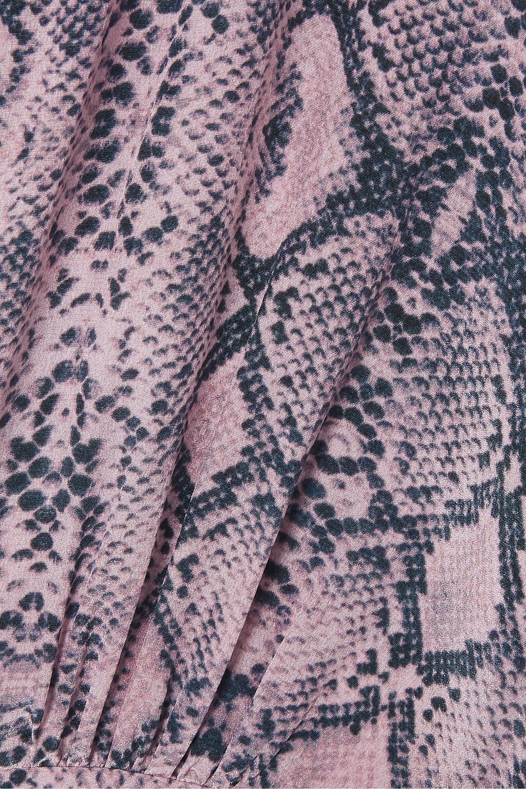 LES RÊVERIES Ruffled snake-print silk crepe de chine wrap-effect jumpsuit