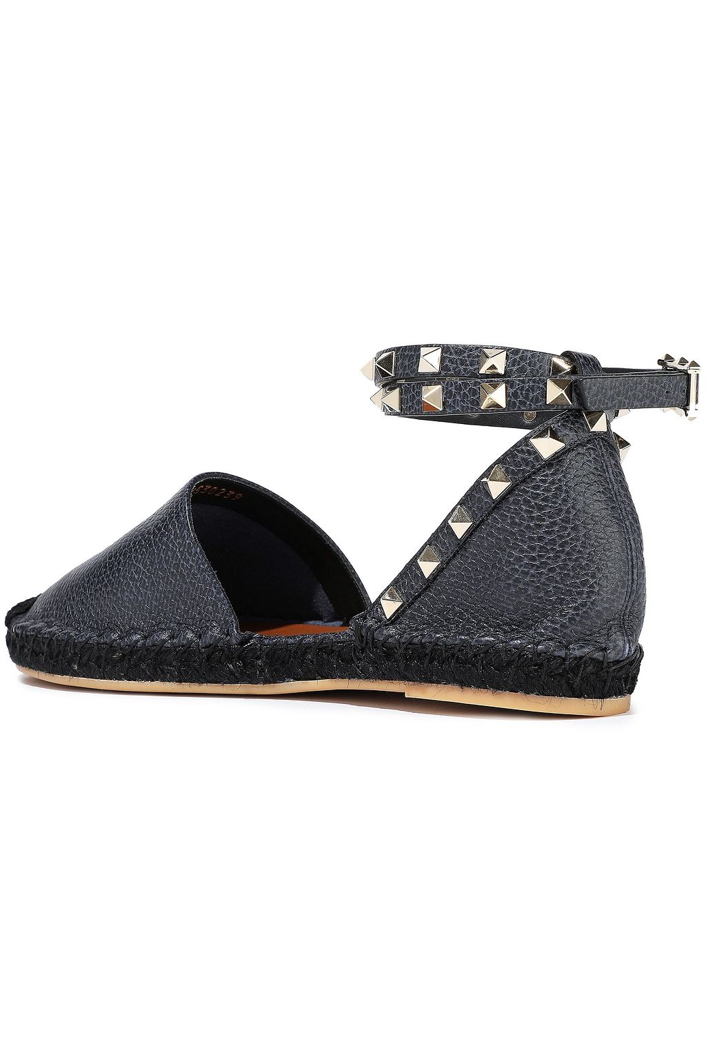 VALENTINO GARAVANI Rockstud Double pebbled-leather espadrilles | Sale ...