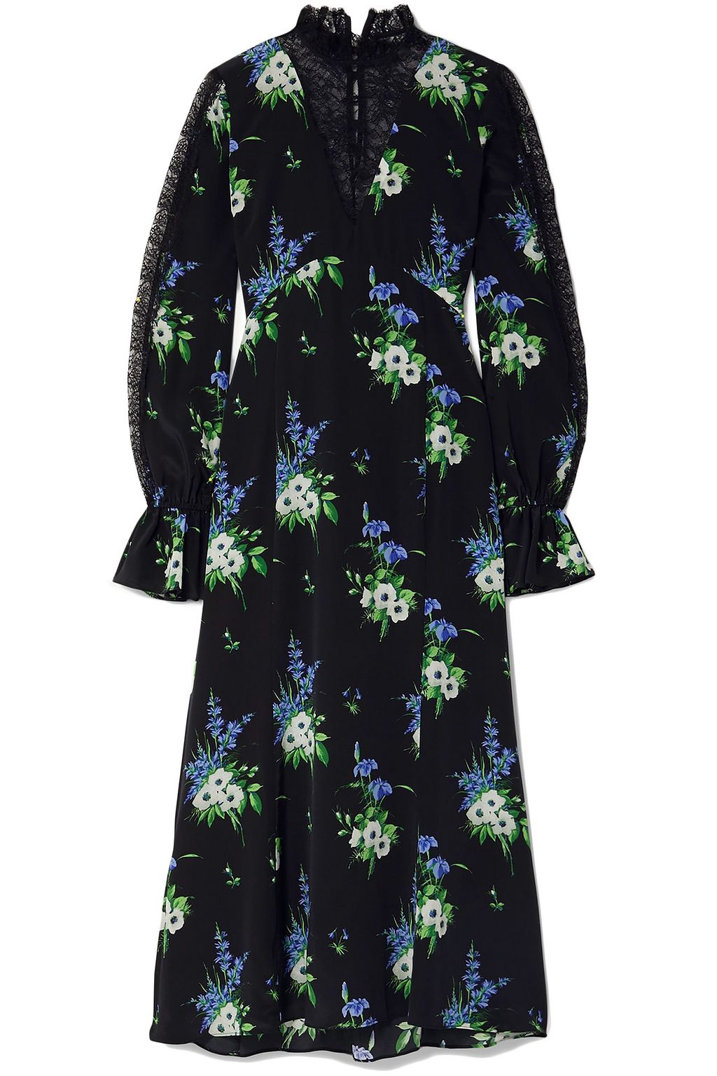 passionate love black floral print midi dress