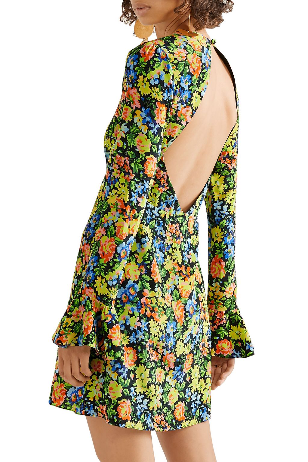LES RÊVERIES Open-back floral-print silk crepe de chine mini dress