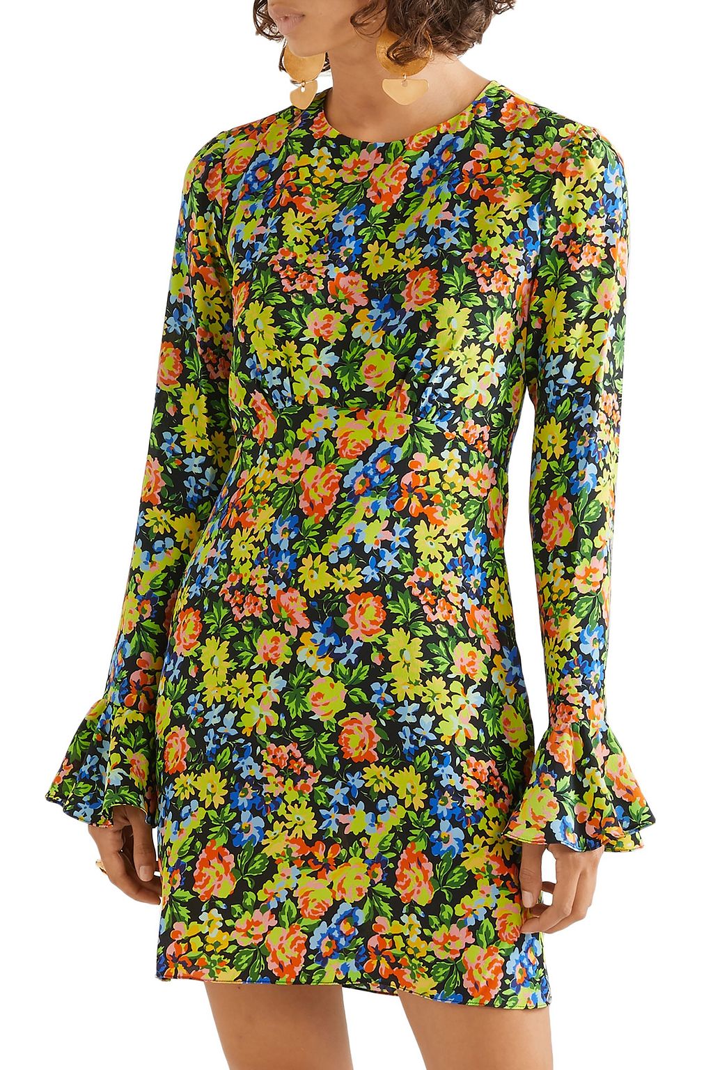LES RÊVERIES Open-back floral-print silk crepe de chine mini dress