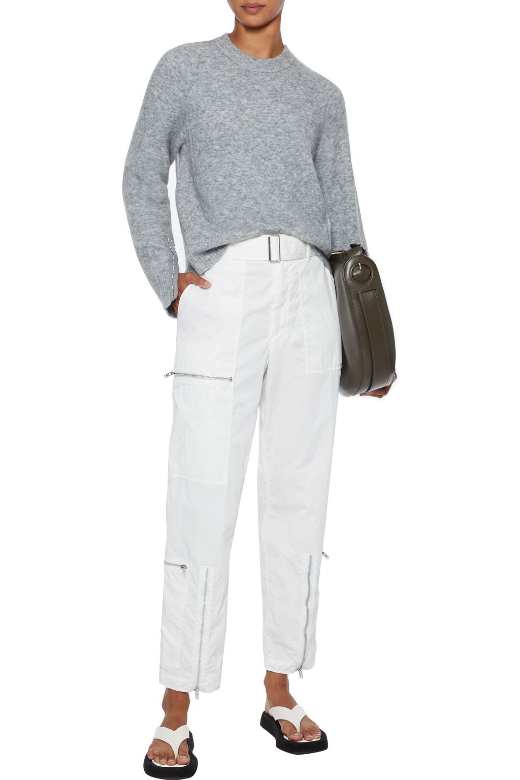 3.1 PHILLIP LIM Crystal-embellished brushed knitted sweater
