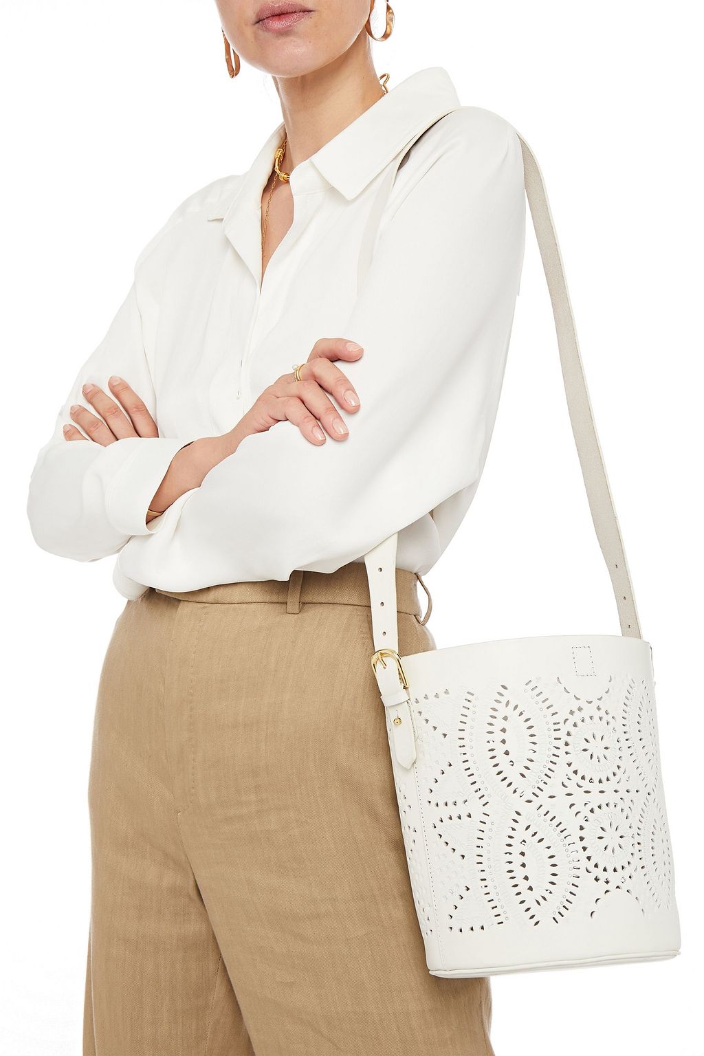 ANTIK BATIK Ligo laser-cut leather bucket bag