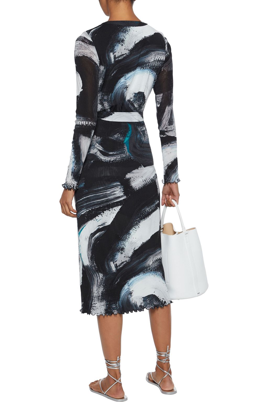 DIANE VON FURSTENBERG Janalee belted printed stretch-mesh midi dress