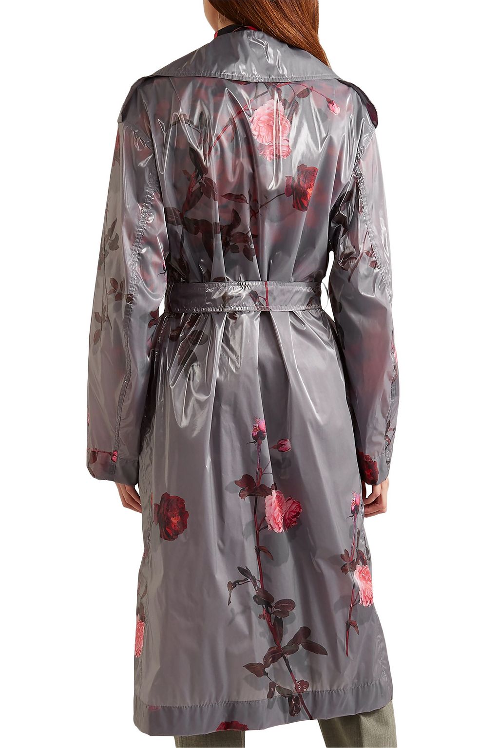 DRIES VAN NOTEN Floral-print PU trench coat