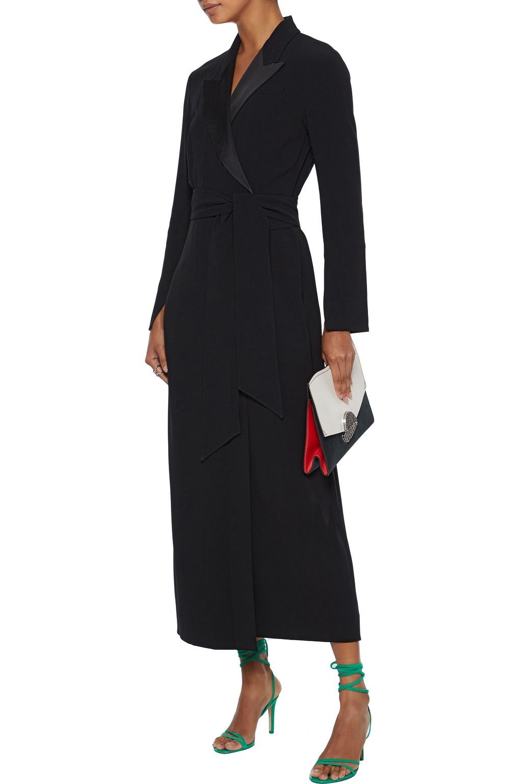 DIANE VON FURSTENBERG Jazzy satin-trimmed cady midi wrap dress