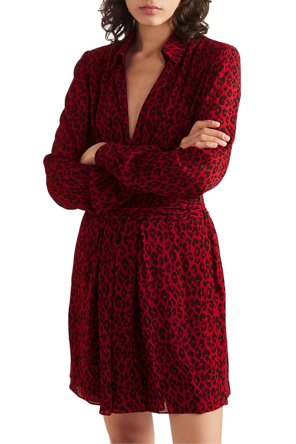 Claret Leopard-print crepe de chine 