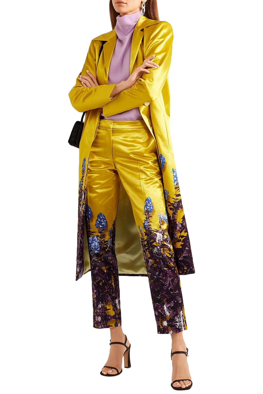 DRIES VAN NOTEN Poumas floral-print cotton-blend satin tapered pants