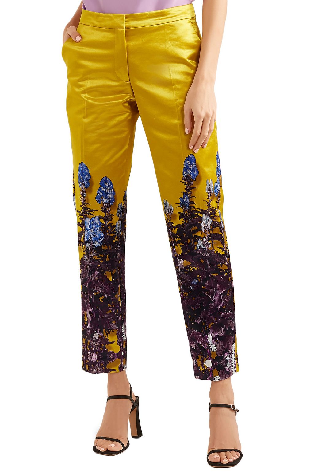 DRIES VAN NOTEN Poumas floral-print cotton-blend satin tapered pants