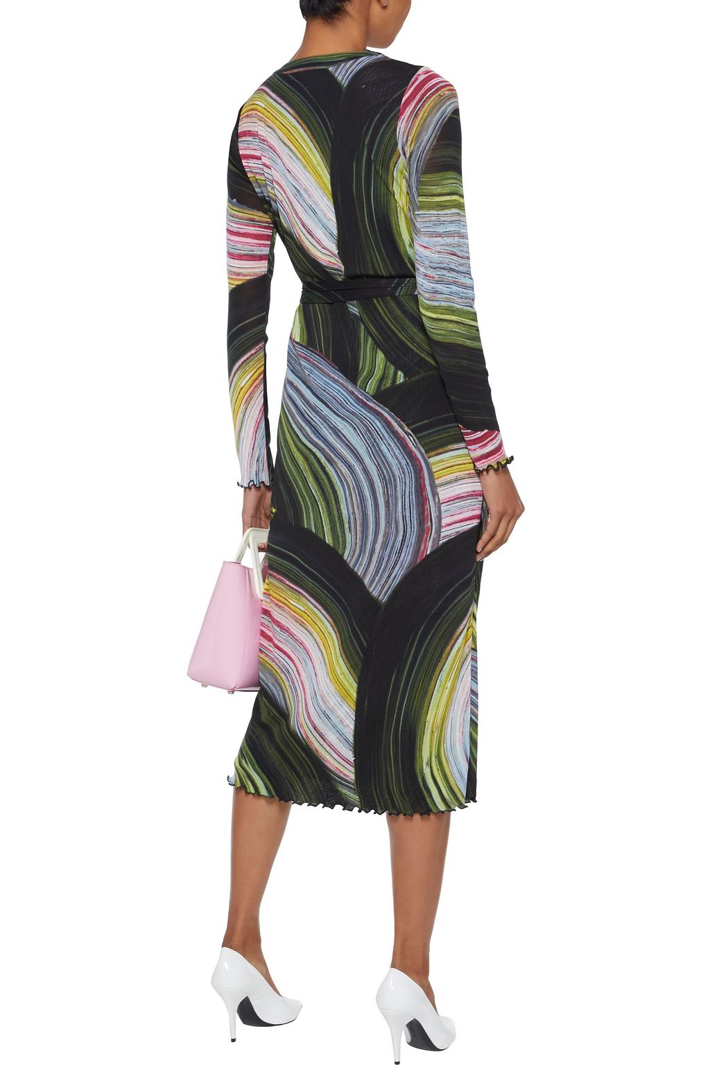 DIANE VON FURSTENBERG Janalee belted printed stretch-mesh midi dress