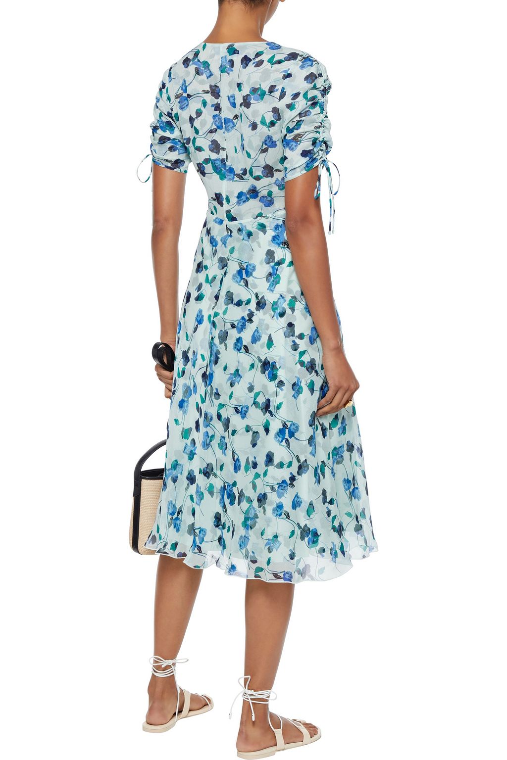 DIANE VON FURSTENBERG Eleonora ruched floral-print silk-georgette midi dress