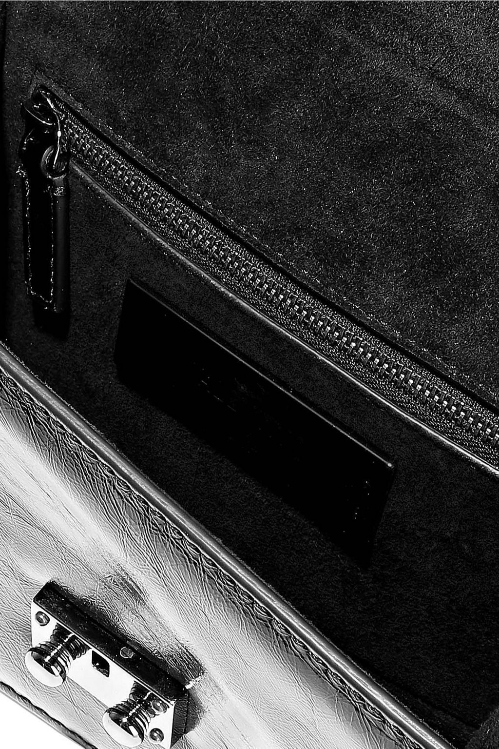 VALENTINO GARAVANI Rockstud Lock crinkled patent-leather shoulder bag