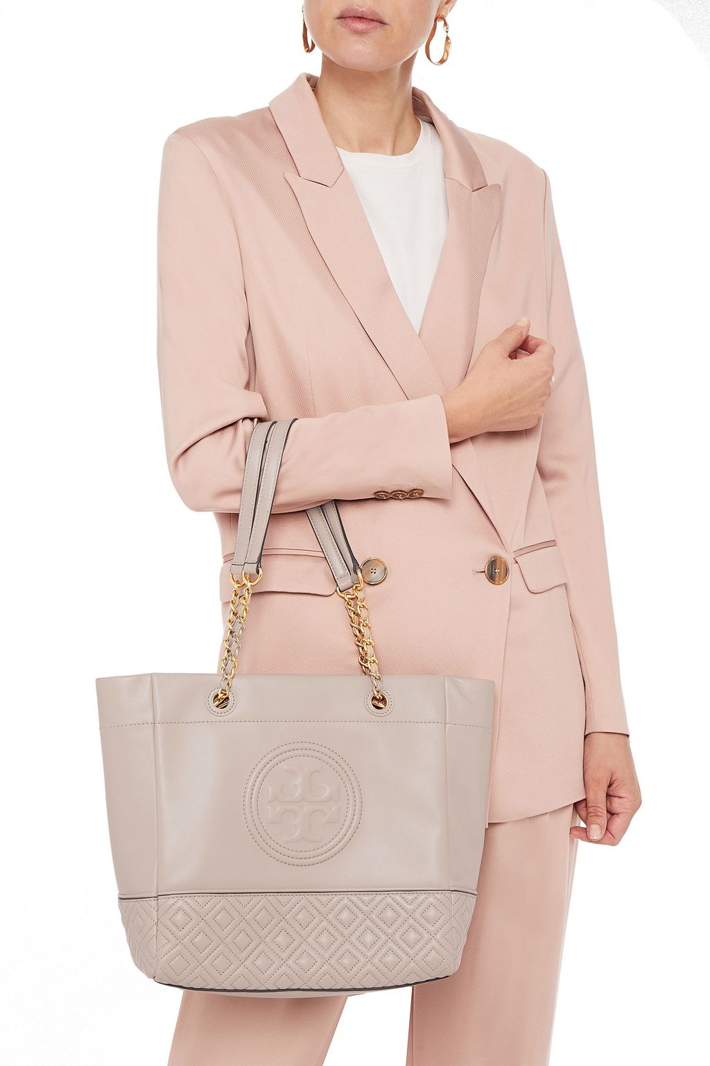 TORY BURCH Fleming logo-embossed quilted leather tote
