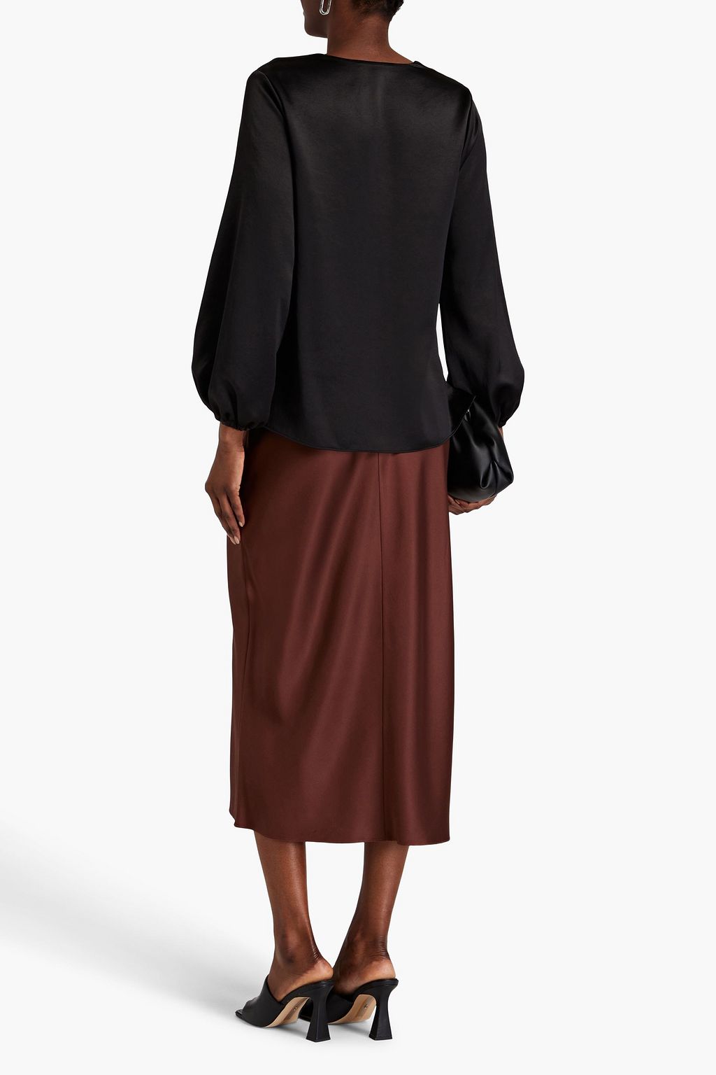 DEREK LAM 10 CROSBY Cailyn draped hammered-satin blouse