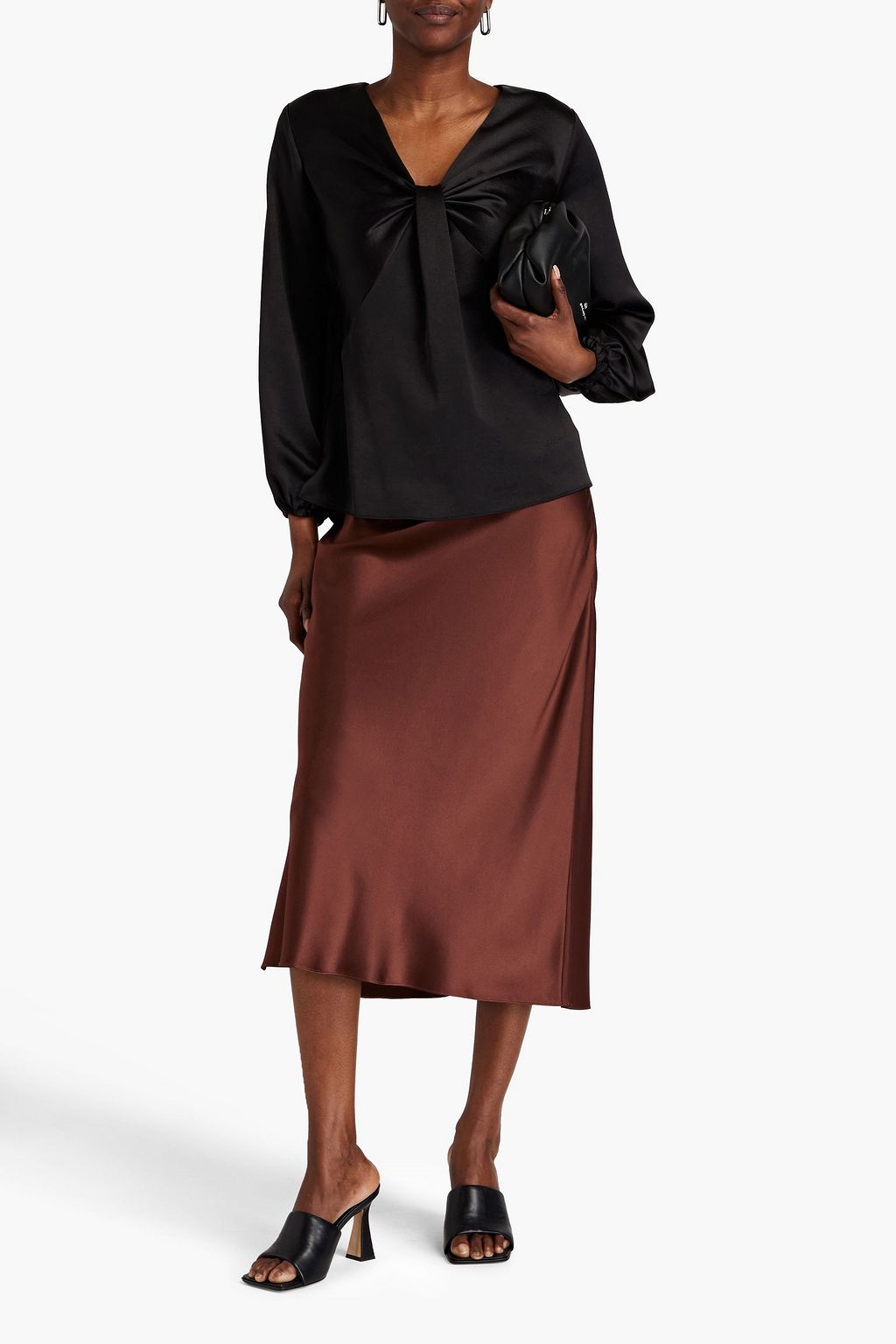 DEREK LAM 10 CROSBY Cailyn draped hammered-satin blouse