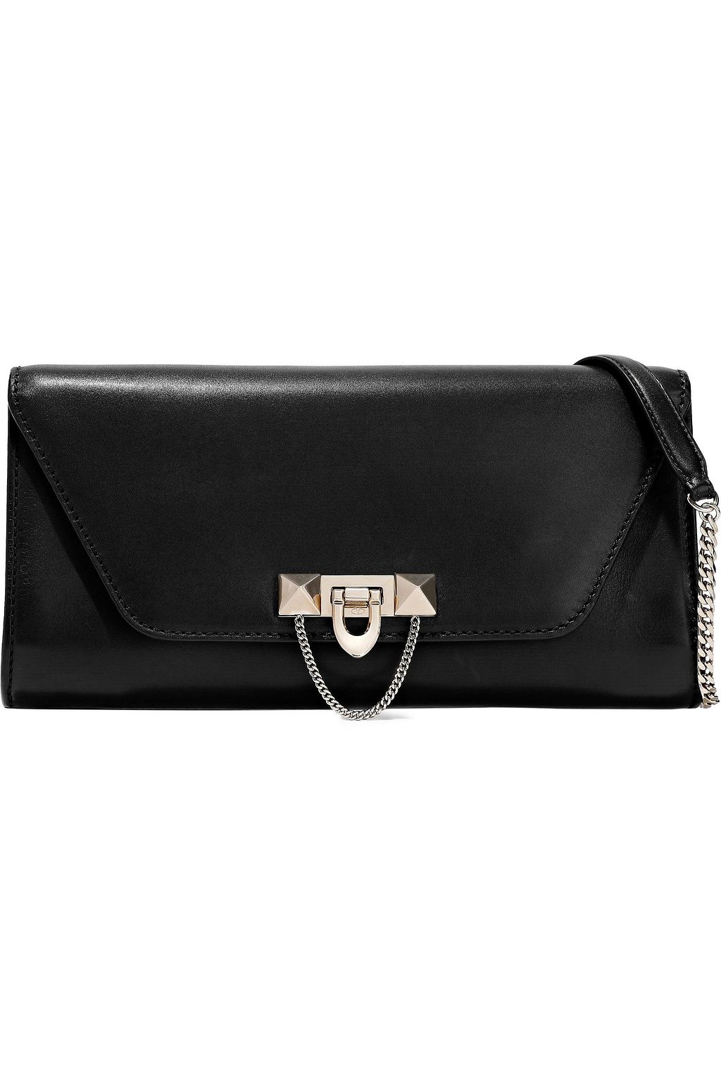 valentino black studded clutch