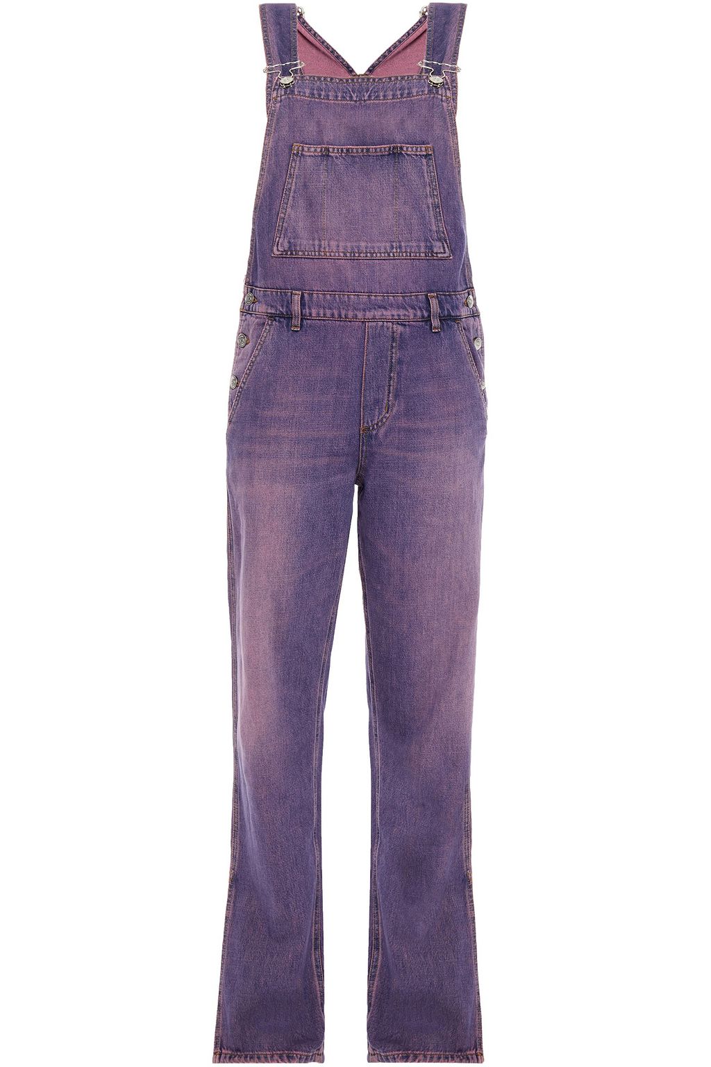 faded denim overalls