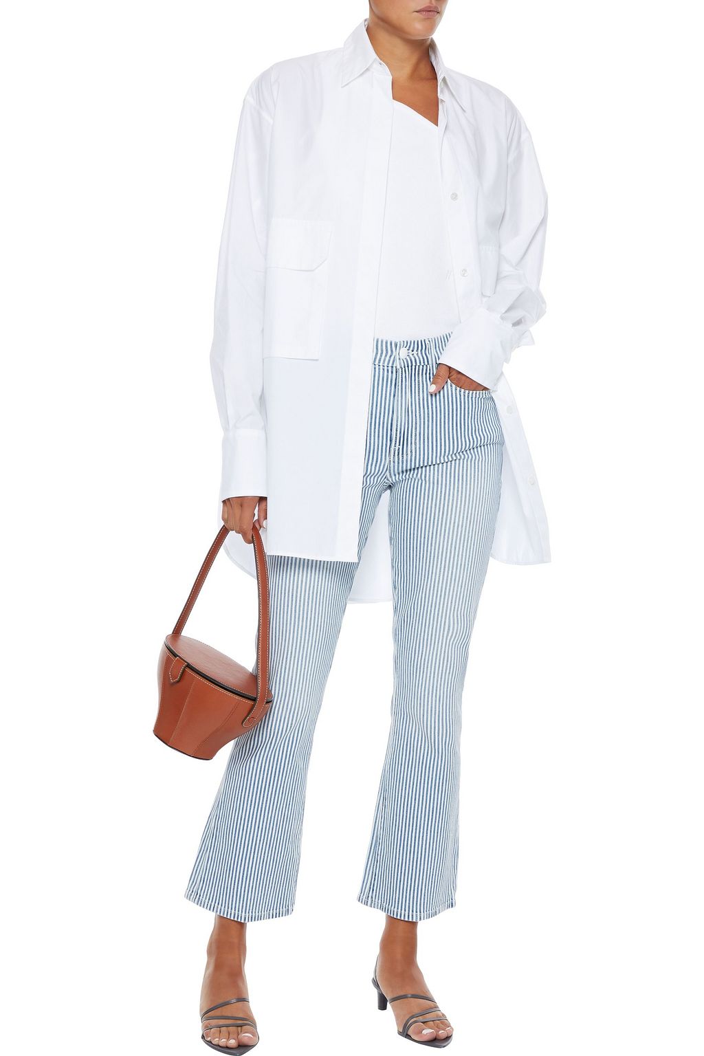 FRAME Le Crop Mini Boot striped mid-rise kick-flare jeans