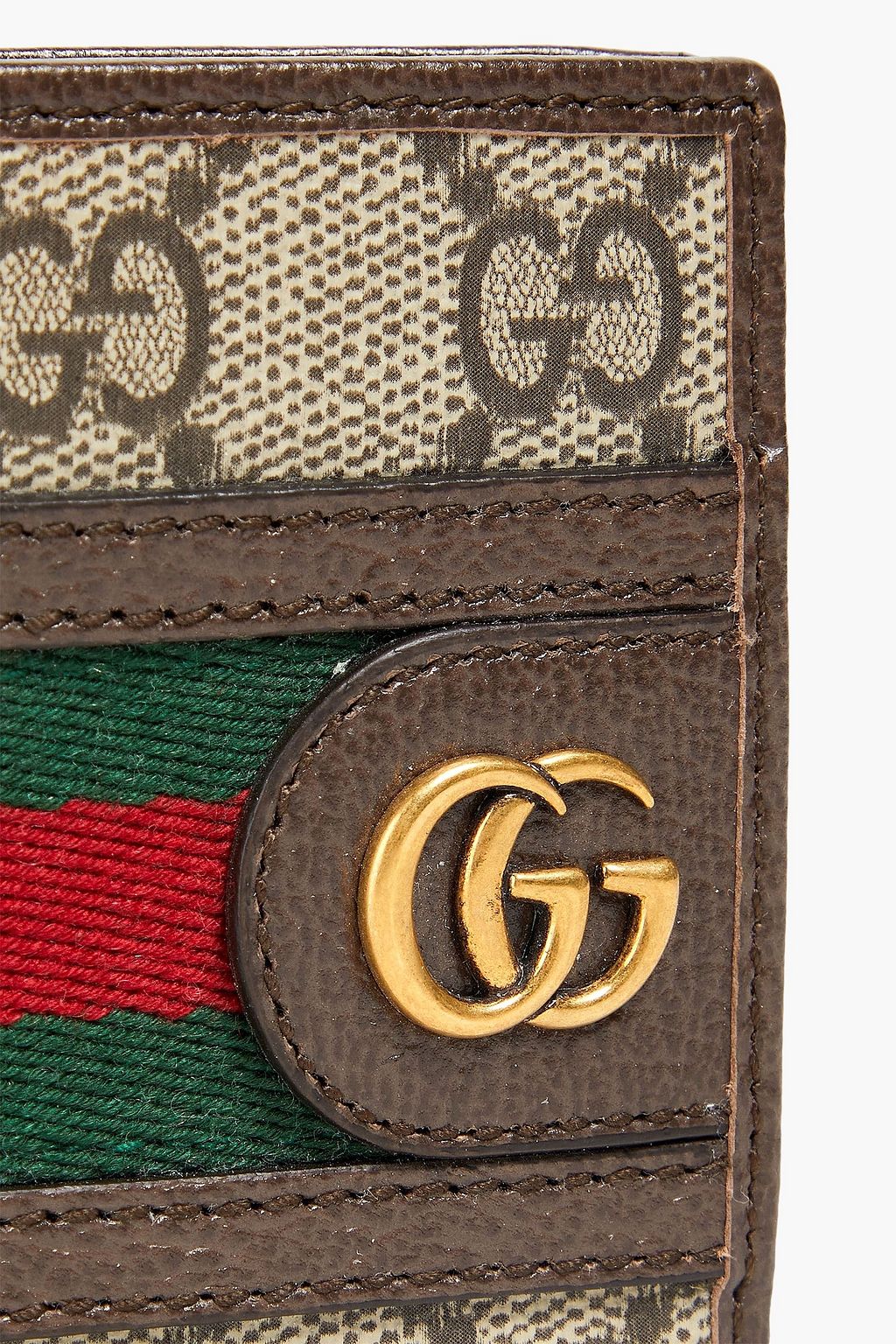 GUCCI Ophidia webbing-trimmed logo-print coated-canvas and leather wallet