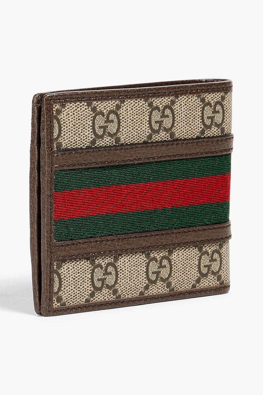GUCCI Ophidia webbing-trimmed logo-print coated-canvas and leather wallet