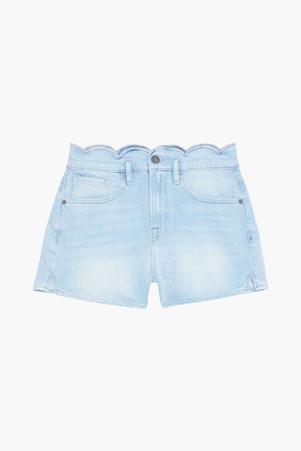 scalloped jean shorts