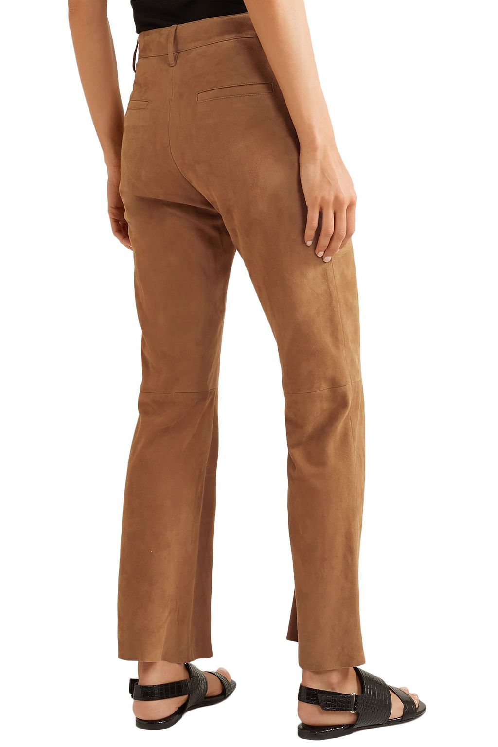NILI LOTAN Paneled suede flared pants