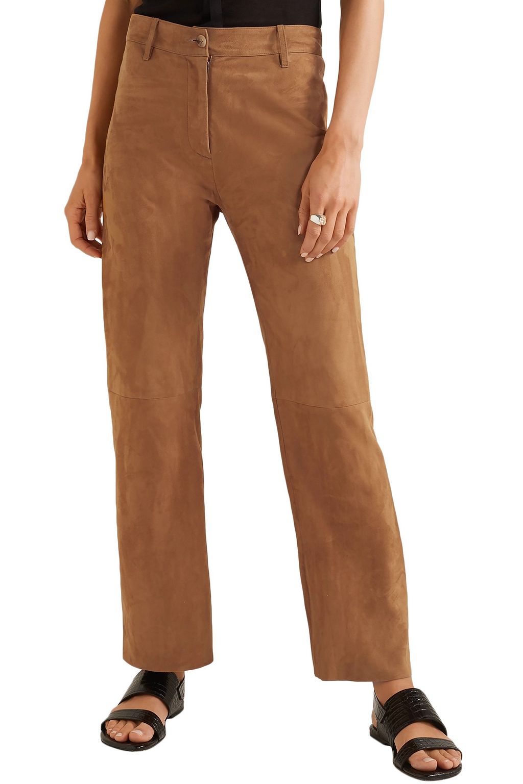 NILI LOTAN Paneled suede flared pants