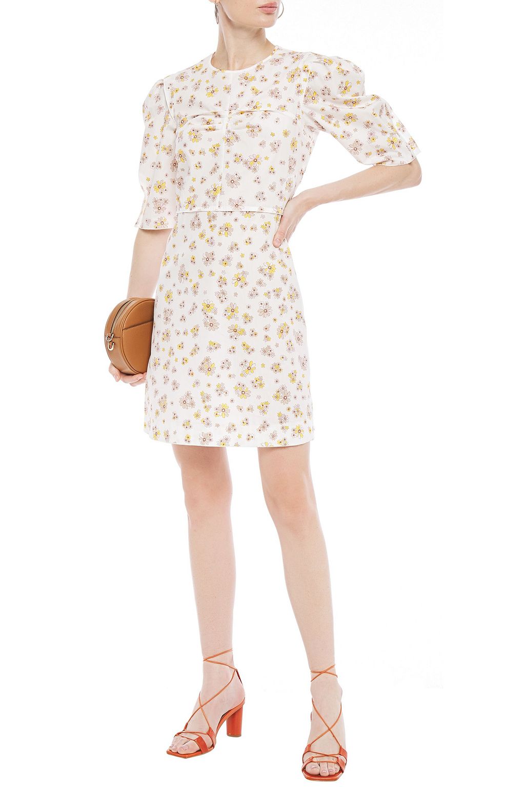 SEE BY CHLOÉ Ruched floral-print cotton-poplin mini dress