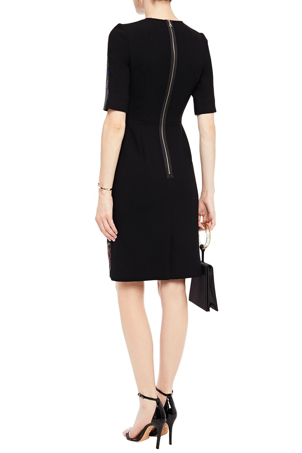 ERDEM Paneled floral-jacquard and crepe dress