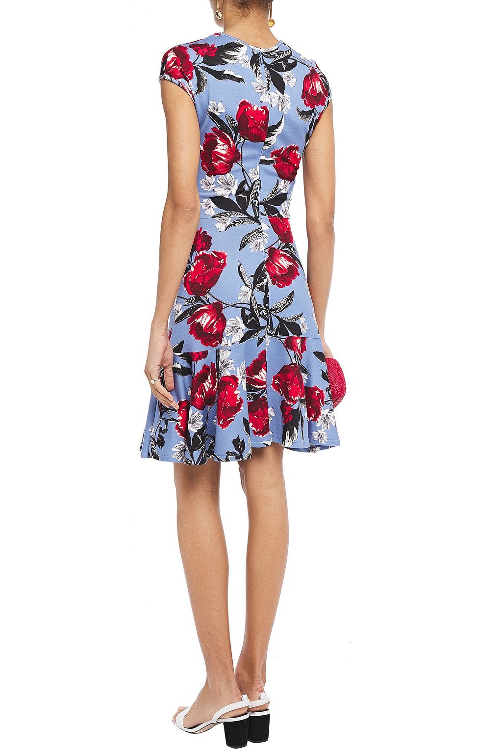 ERDEM Darlina fluted floral-print stretch-jersey dress