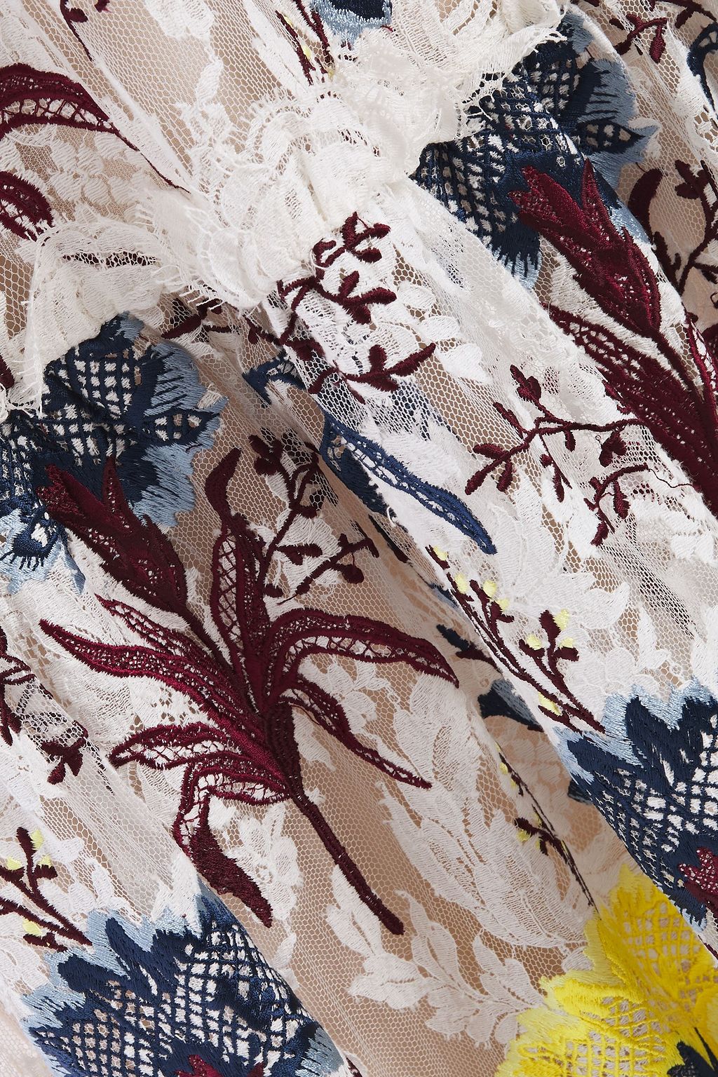 ERDEM Tiered embroidered lace maxi skirt