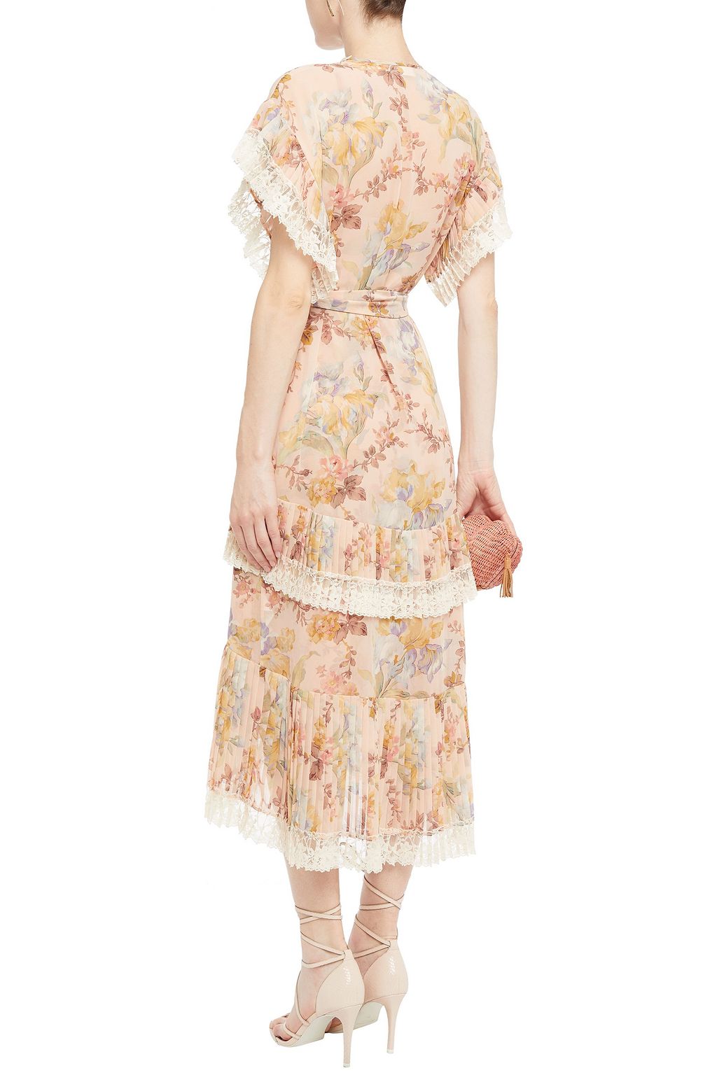 ZIMMERMANN Espionage lace-trimmed pleated floral-print chiffon midi dress