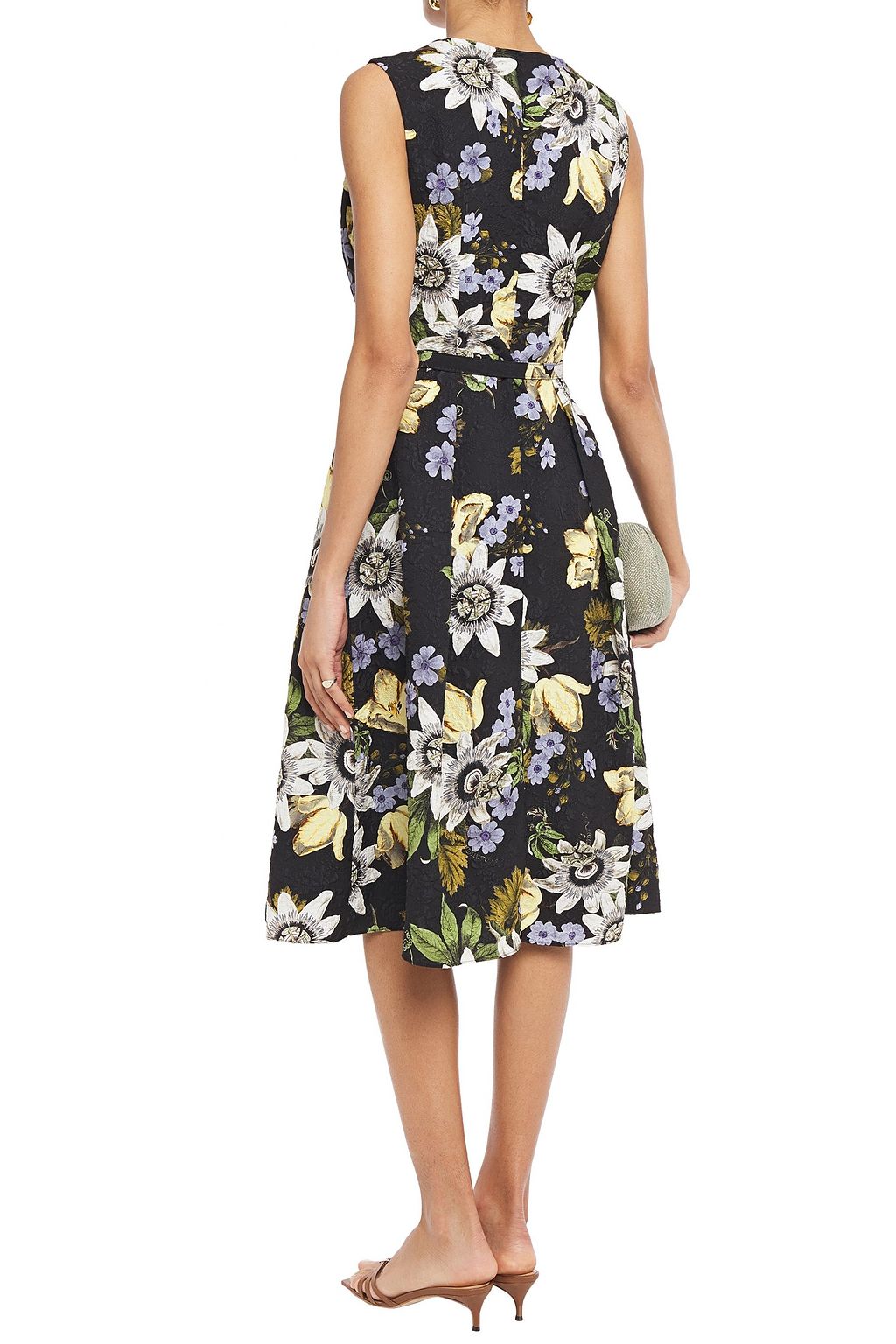 ERDEM Kuni pleated cloqué-jacquard midi dress