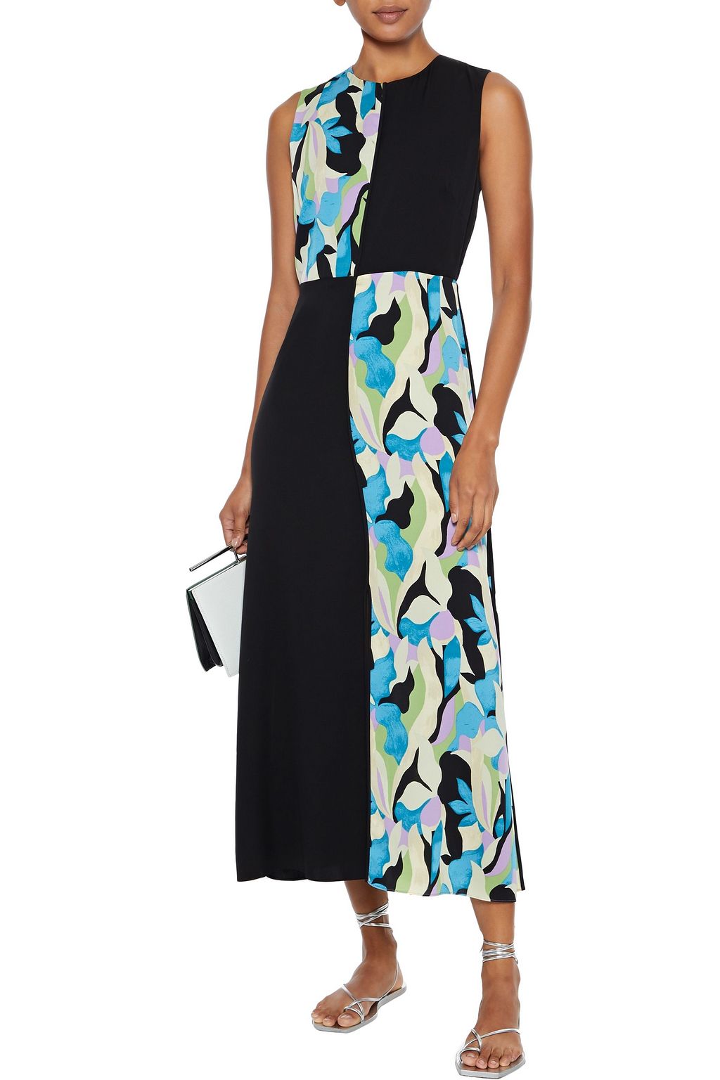 DIANE VON FURSTENBERG Verona paneled printed silk-blend crepe de chine midi dress