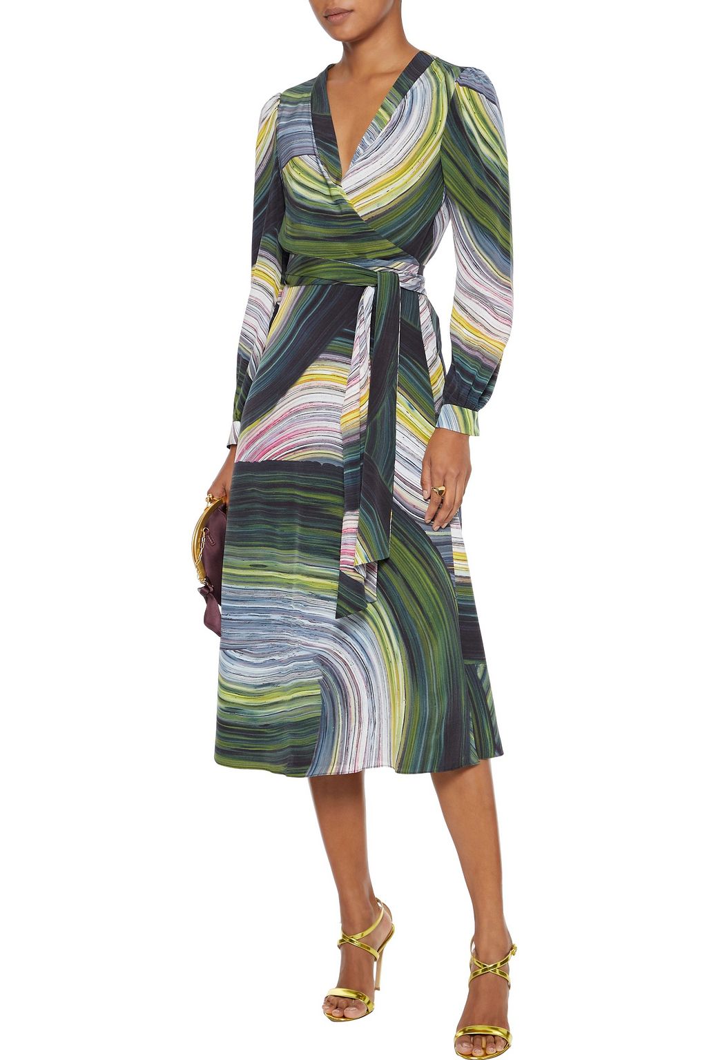DIANE VON FURSTENBERG Natalie printed silk crepe de chine midi wrap dress