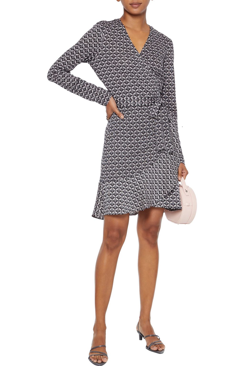 DIANE VON FURSTENBERG Elita ruffled printed silk-jersey and crepe de chine mini wrap dress