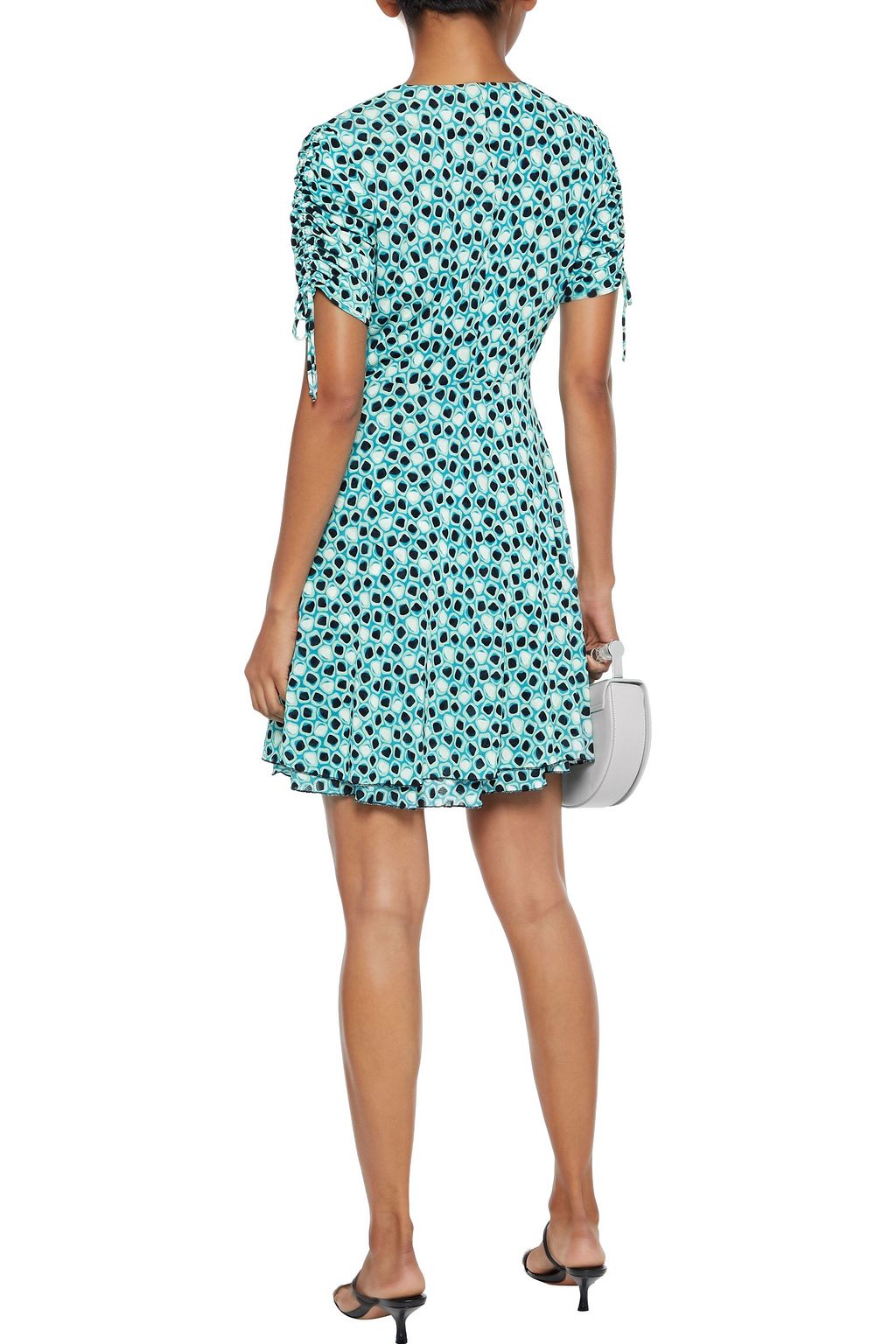 DIANE VON FURSTENBERG Carin ruched printed stretch-mesh mini dress